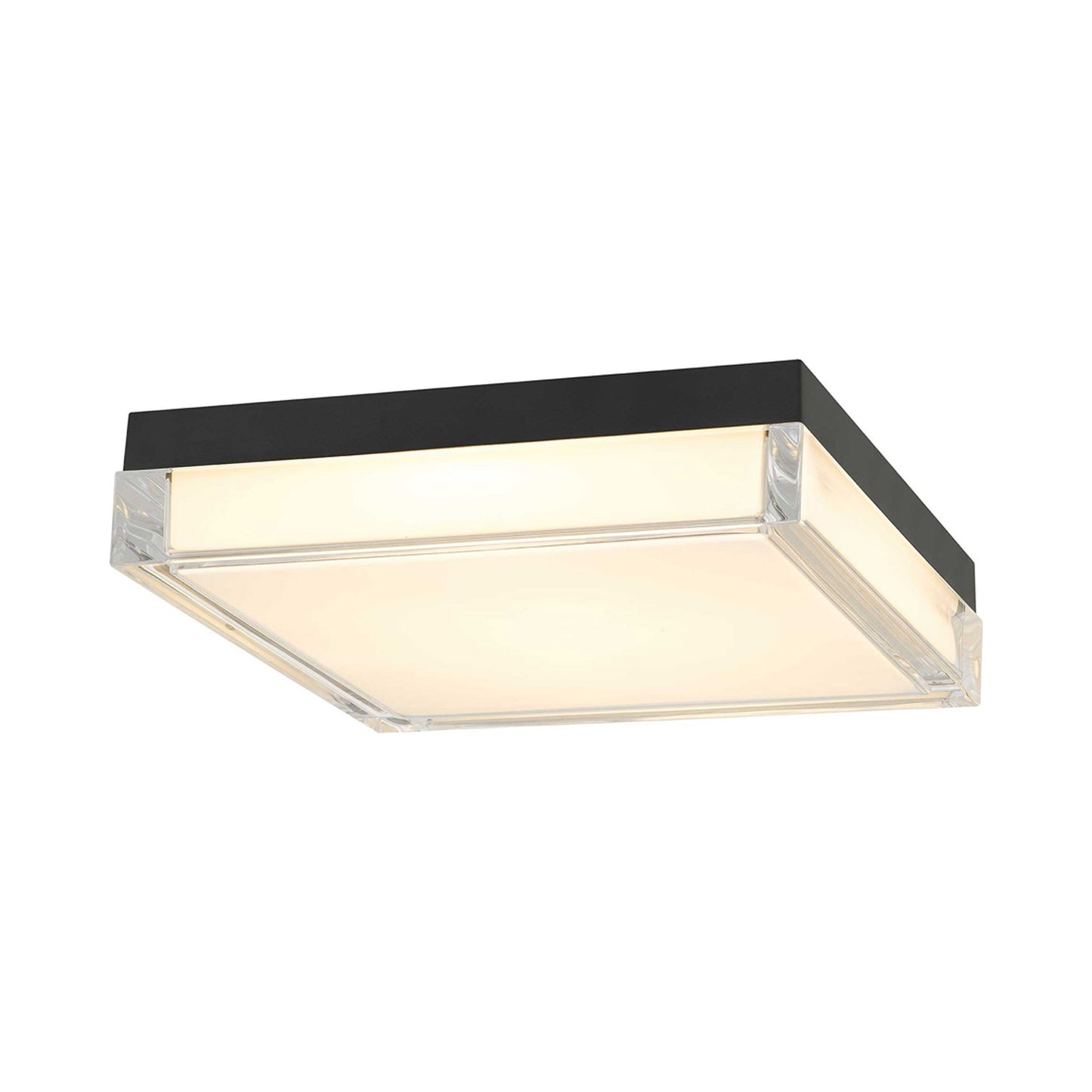 Box Outdoor LED Flush Mount Ceiling Light in Sand Black (11-Inch).