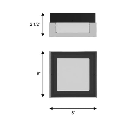 Box Outdoor LED Flush Mount Ceiling Light - line drawing.