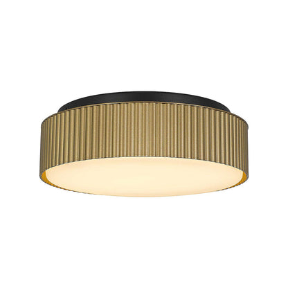 Channel Outdoor LED Flush Mount Ceiling Light in Painted Brass (9-Inch).