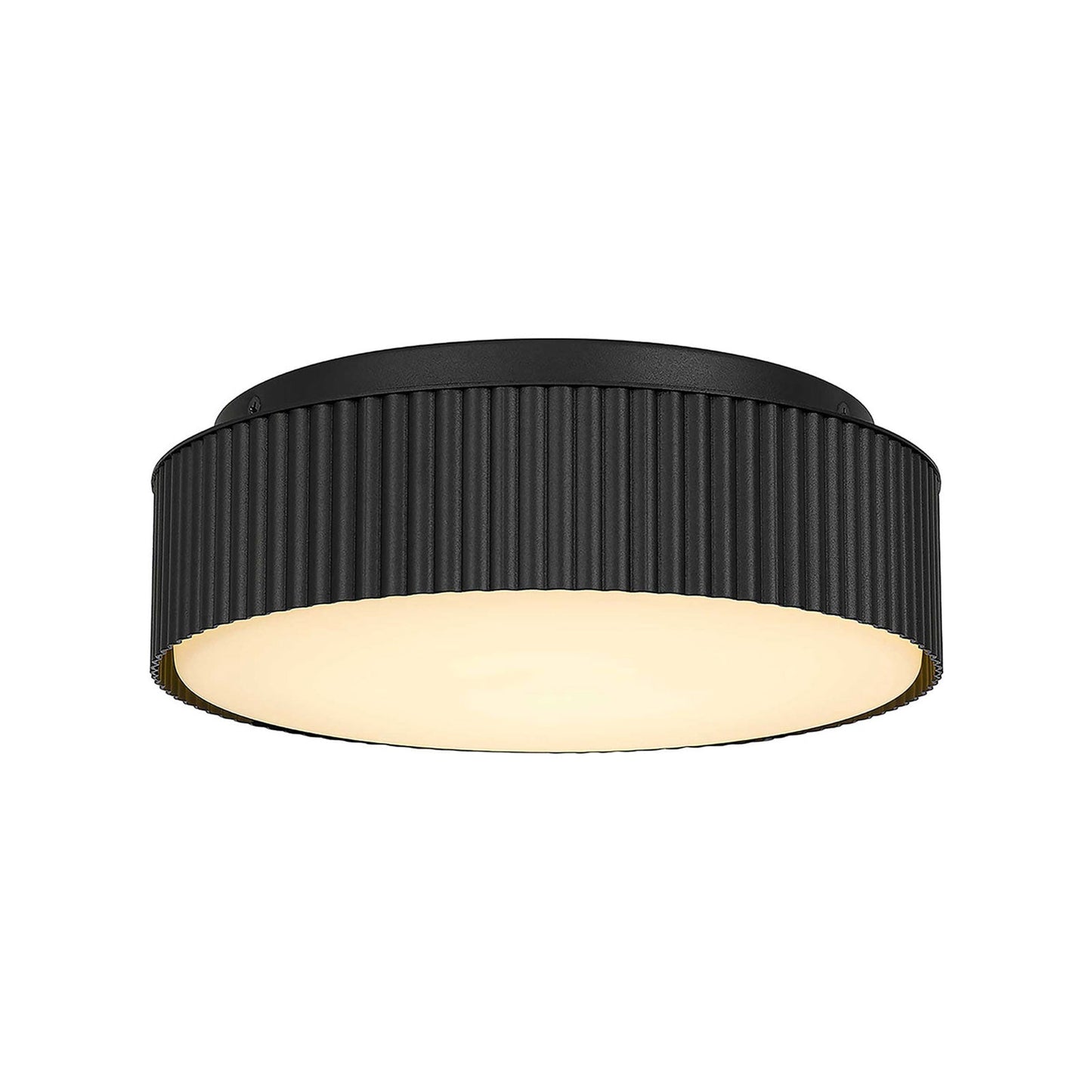 Channel Outdoor LED Flush Mount Ceiling Light in Sand Black (9-Inch).