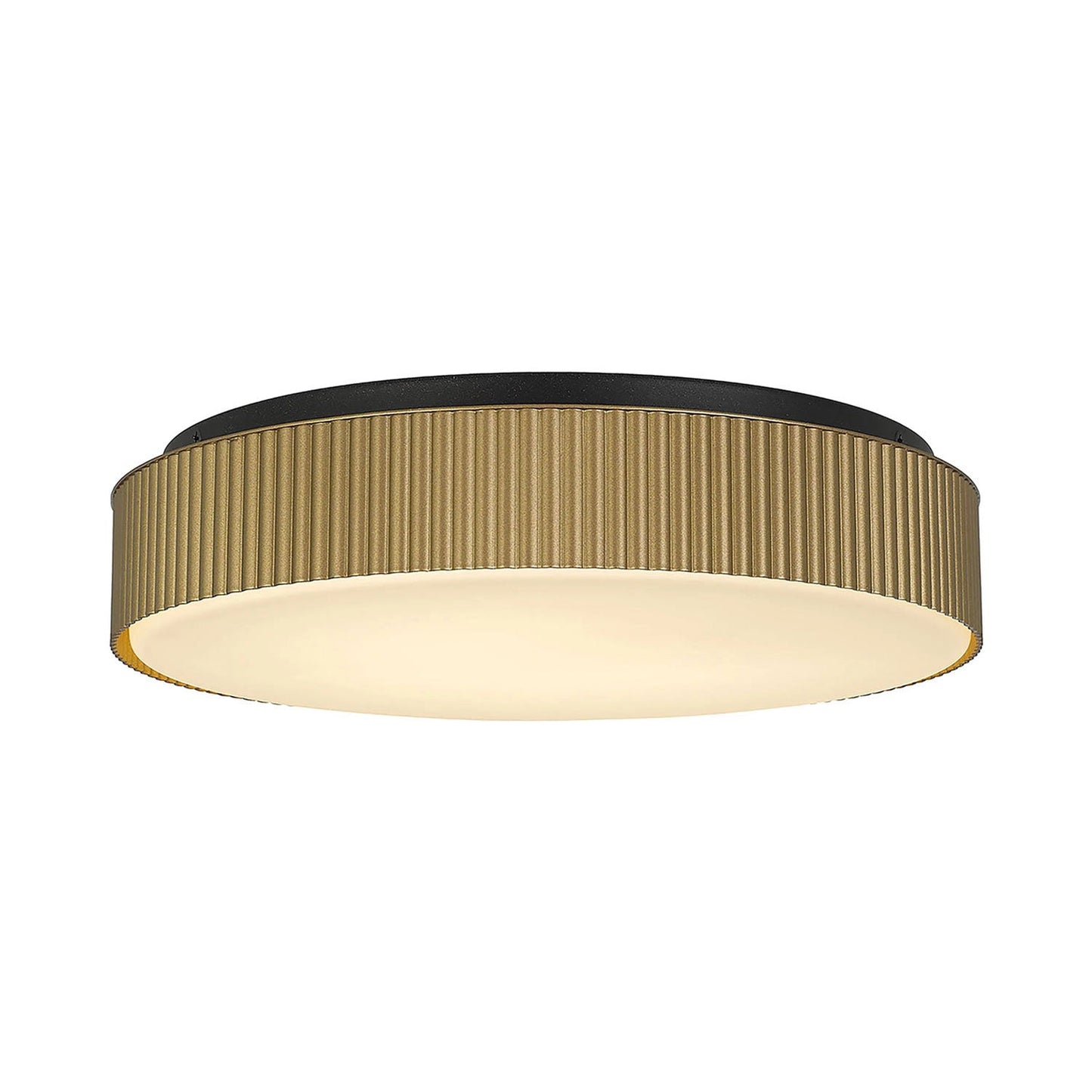 Channel Outdoor LED Flush Mount Ceiling Light in Painted Brass (13-Inch).