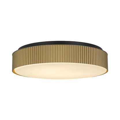 Channel Outdoor LED Flush Mount Ceiling Light in Painted Brass (13-Inch).