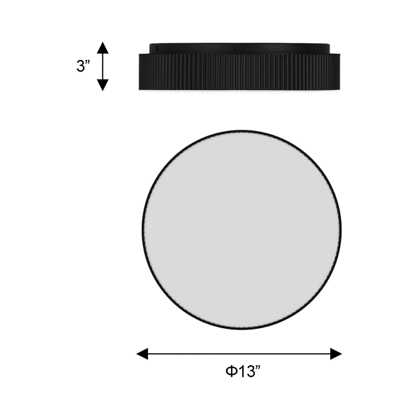 Channel Outdoor LED Flush Mount Ceiling Light - line drawing.