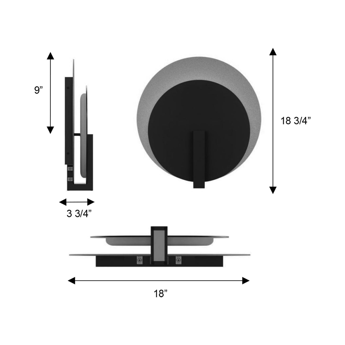 Eclispe Outdoor LED Wall Light - line drawing.