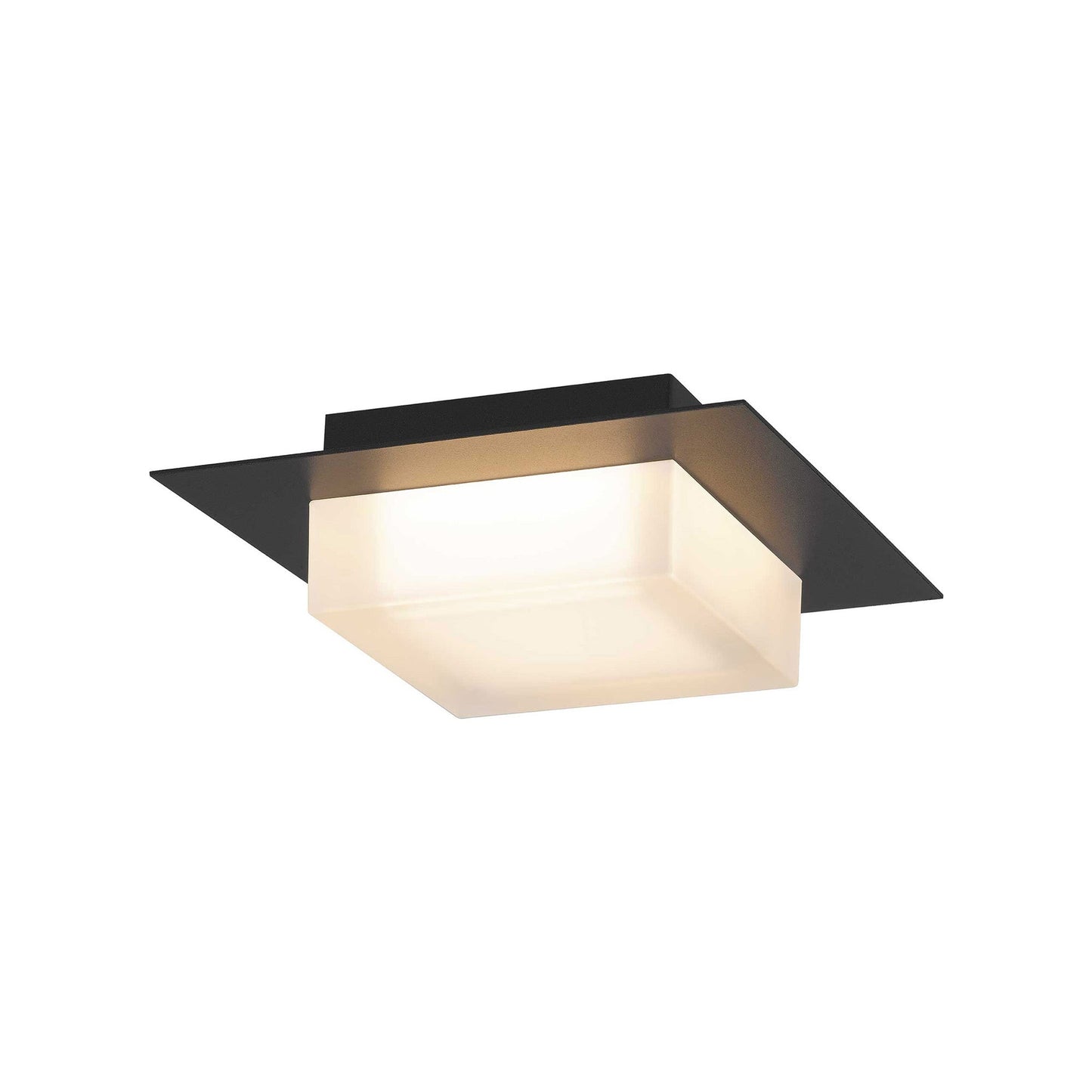 Foursquare Outdoor LED Flush Mount Ceiling Light in Sand Black (8-Inch).
