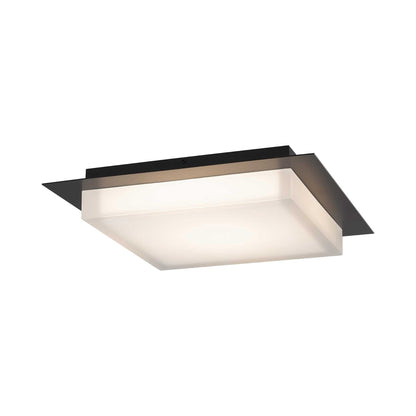 Foursquare Outdoor LED Flush Mount Ceiling Light in Sand Black (14-Inch).