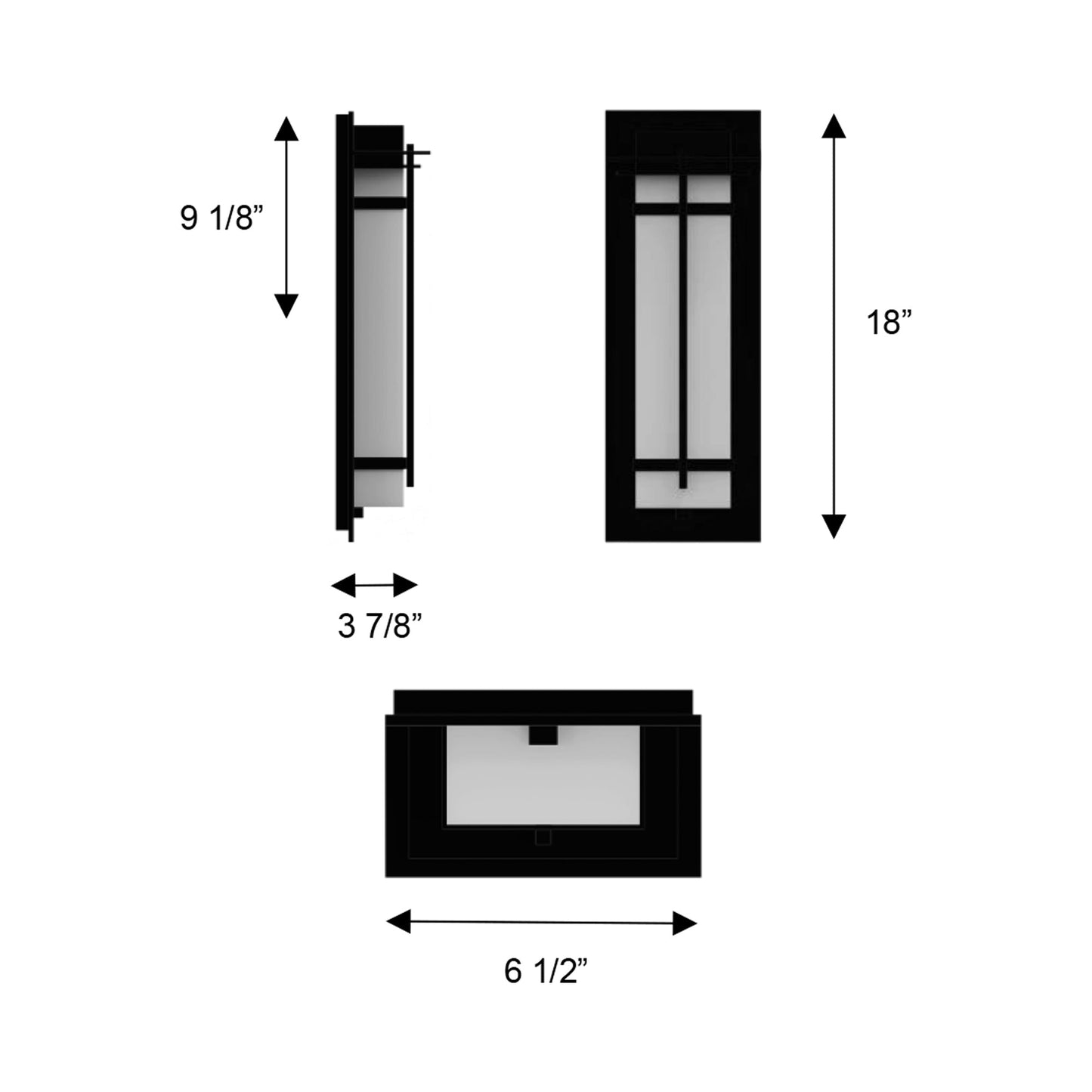 Frank Outdoor LED Wall Light - line drawing.