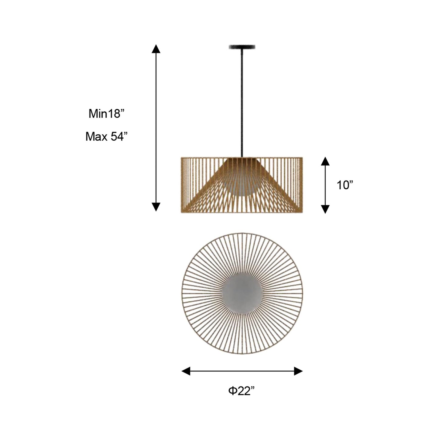 Key West Outdoor LED Pendant Light - line drawing.