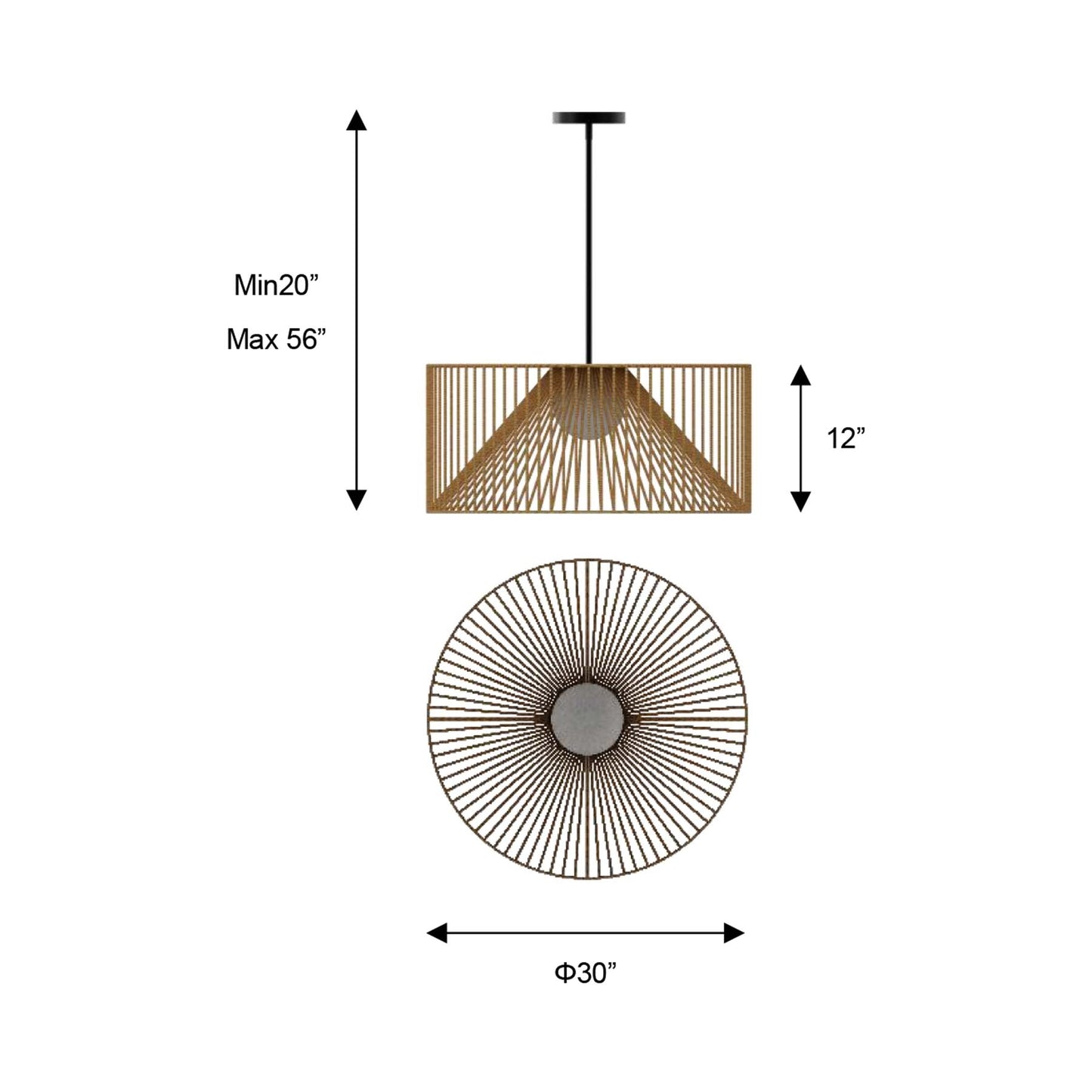 Key West Outdoor LED Pendant Light - line drawing.