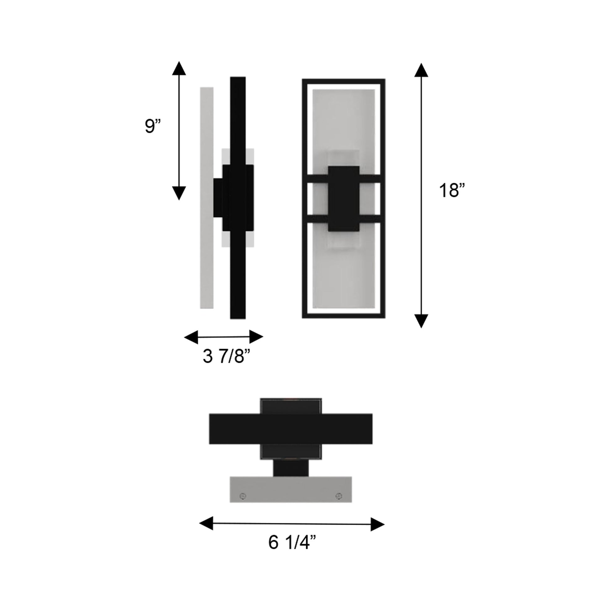 Mars Outdoor LED Wall Light - line drawing.