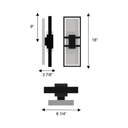 Mars Outdoor LED Wall Light - line drawing.