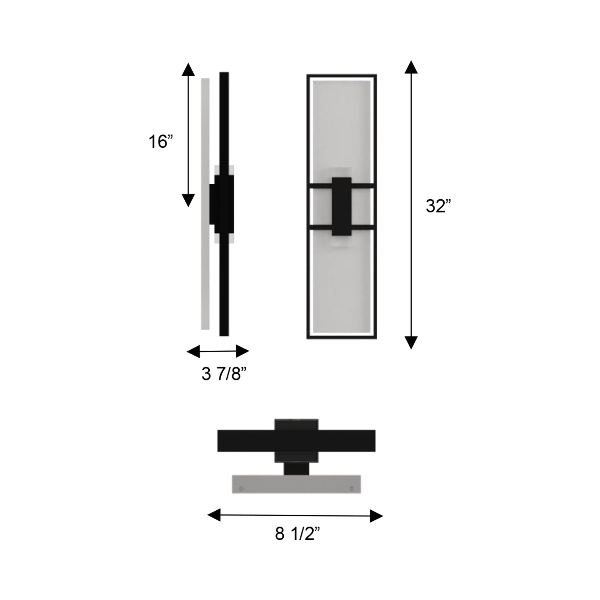 Mars Outdoor LED Wall Light - line drawing.