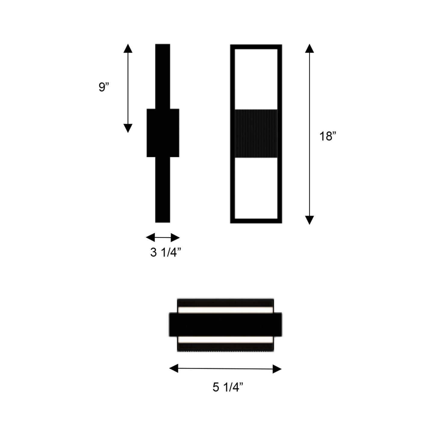 Miami Outdoor LED Wall Light - line drawing.