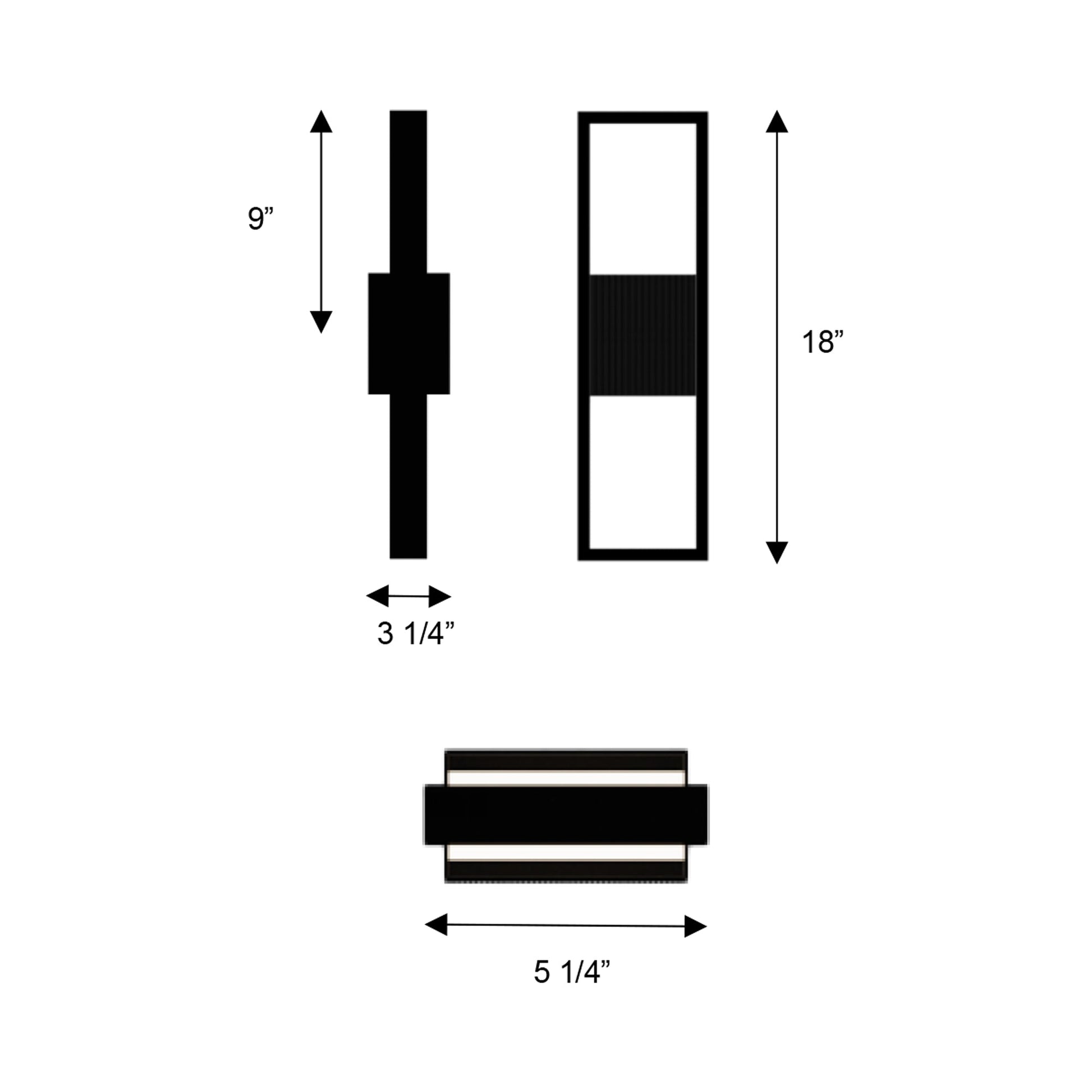 Miami Outdoor LED Wall Light - line drawing.