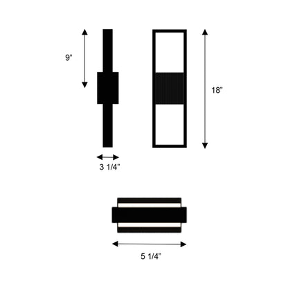 Miami Outdoor LED Wall Light - line drawing.