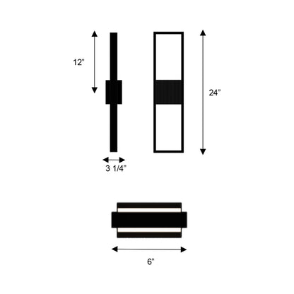 Miami Outdoor LED Wall Light - line drawing.