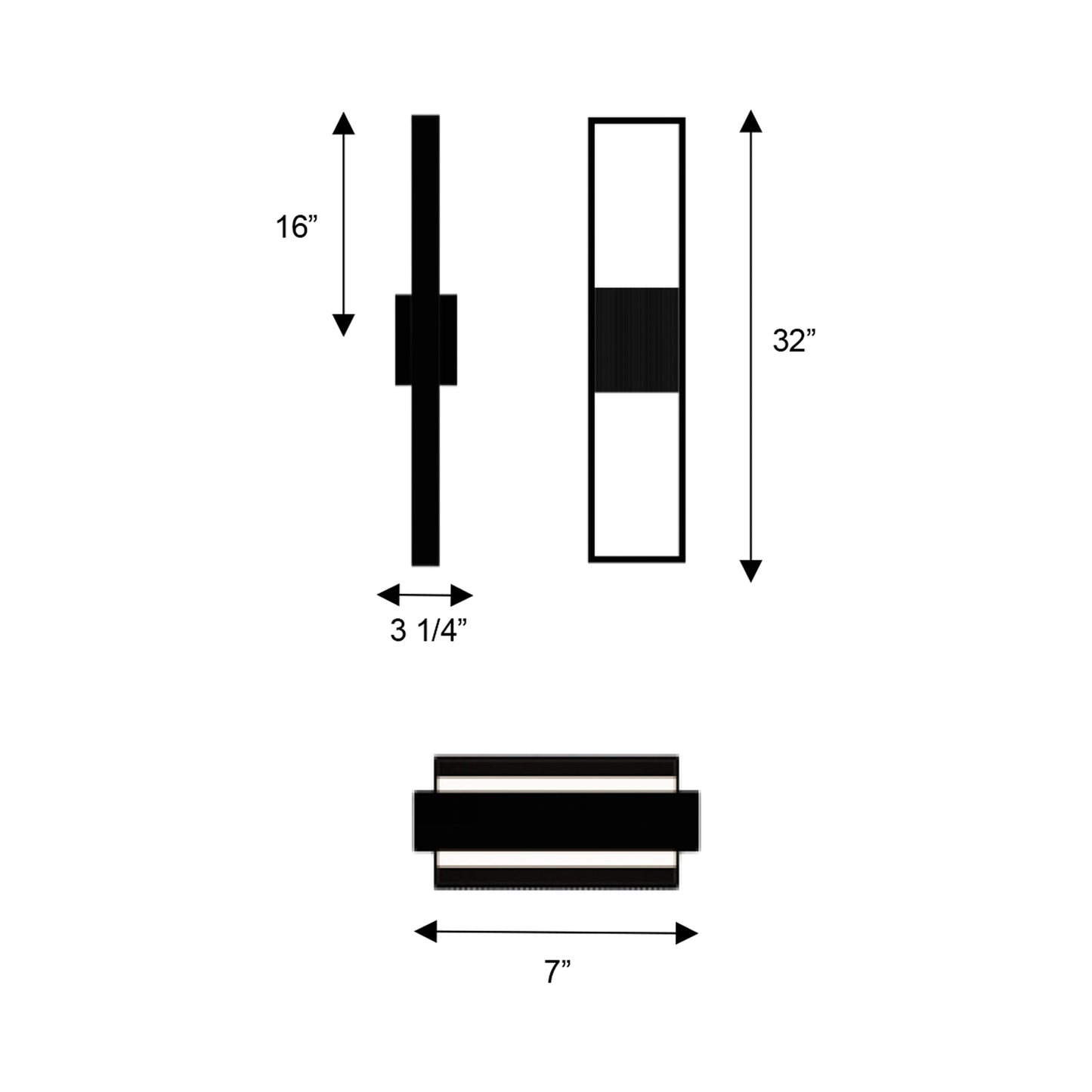 Miami Outdoor LED Wall Light - line drawing.