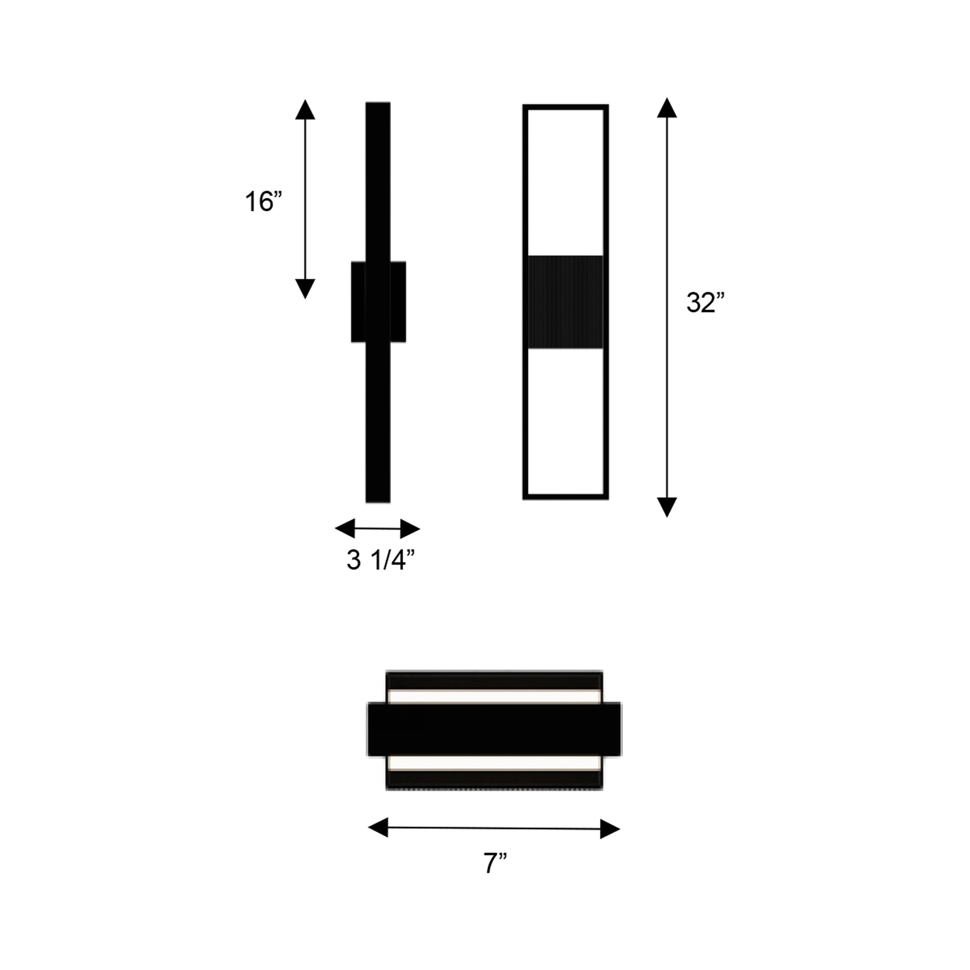 Miami Outdoor LED Wall Light - line drawing.