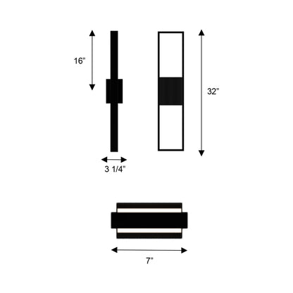 Miami Outdoor LED Wall Light - line drawing.