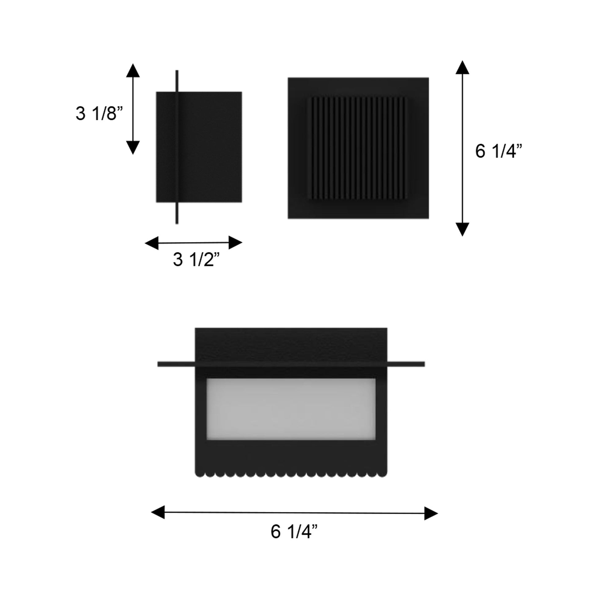 Miami Square Outdoor LED Wall Light - line drawing.
