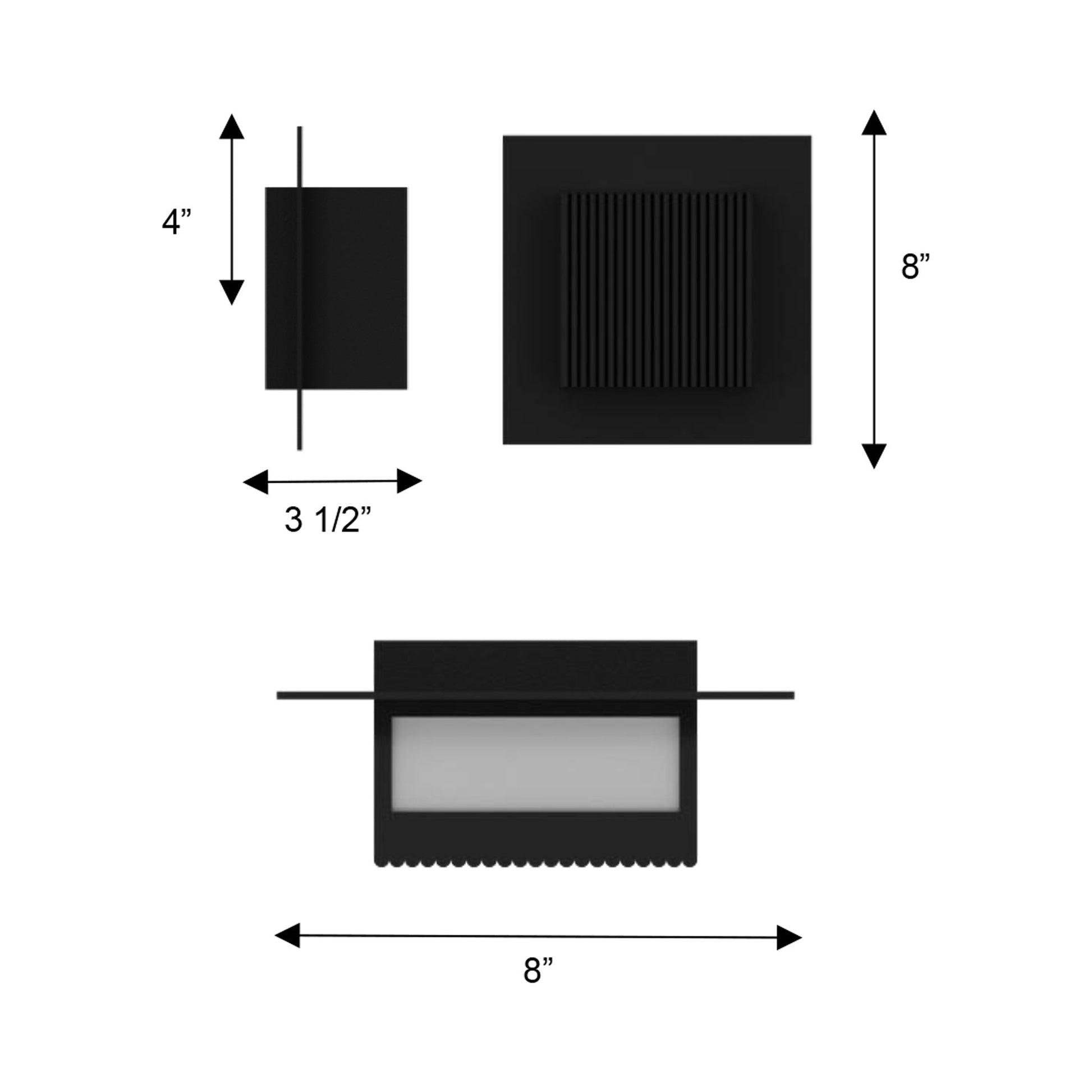 Miami Square Outdoor LED Wall Light - line drawing.