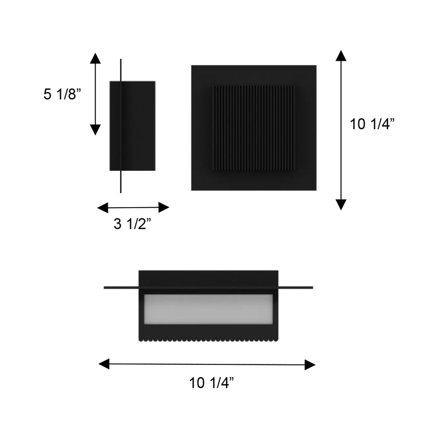 Miami Square Outdoor LED Wall Light - line drawing.