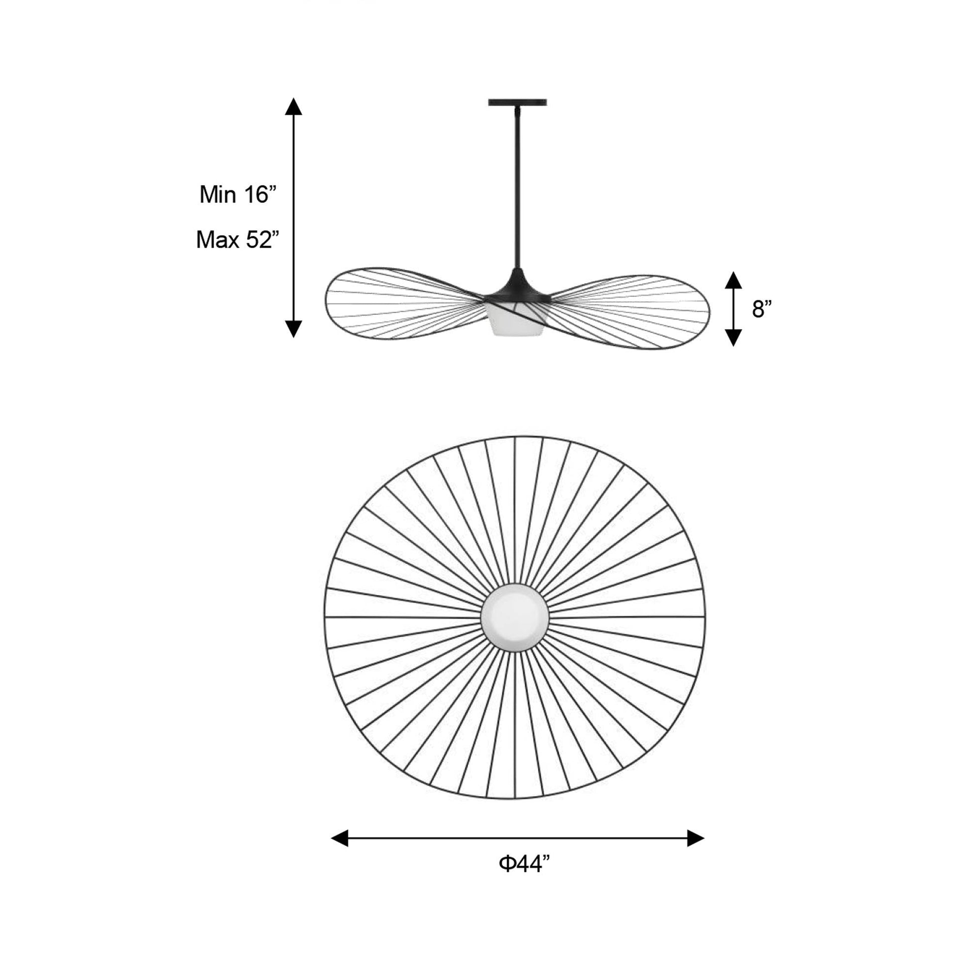 New Wave Outdoor LED Pendant Light - line drawing.
