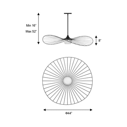 New Wave Outdoor LED Pendant Light - line drawing.