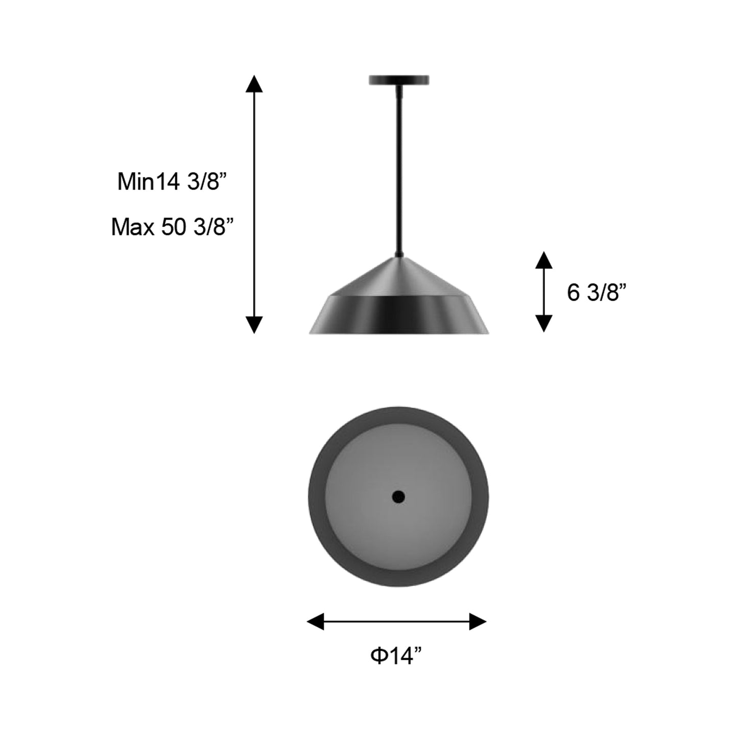 Nin Outdoor LED Pendant Light - line drawing.