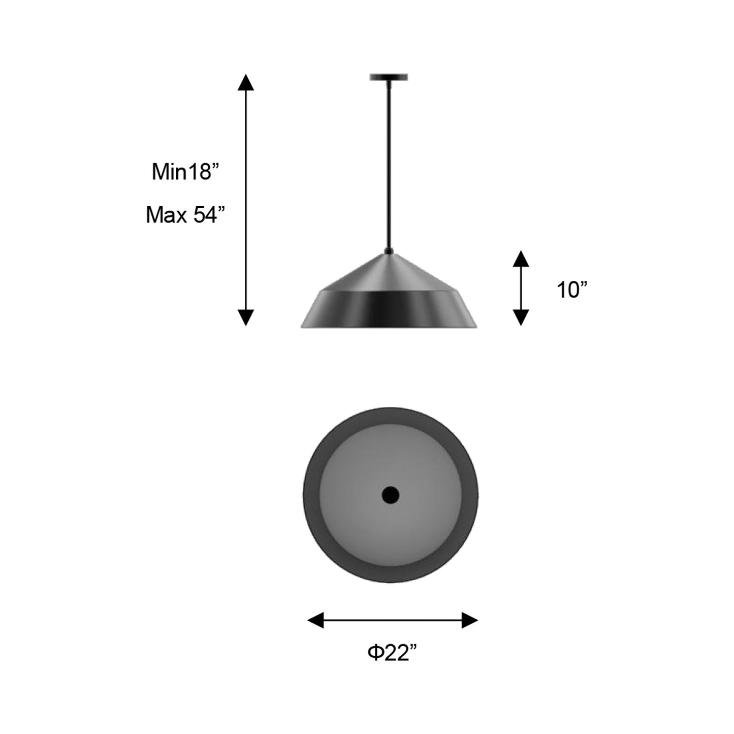 Nin Outdoor LED Pendant Light - line drawing.