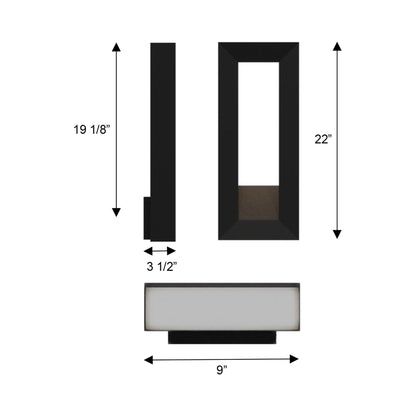 Paletto Outdoor LED Wall Light - line drawing.