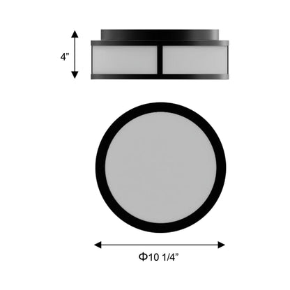 Panel Round Outdoor LED Flush Mount Ceiling Light - line drawing.