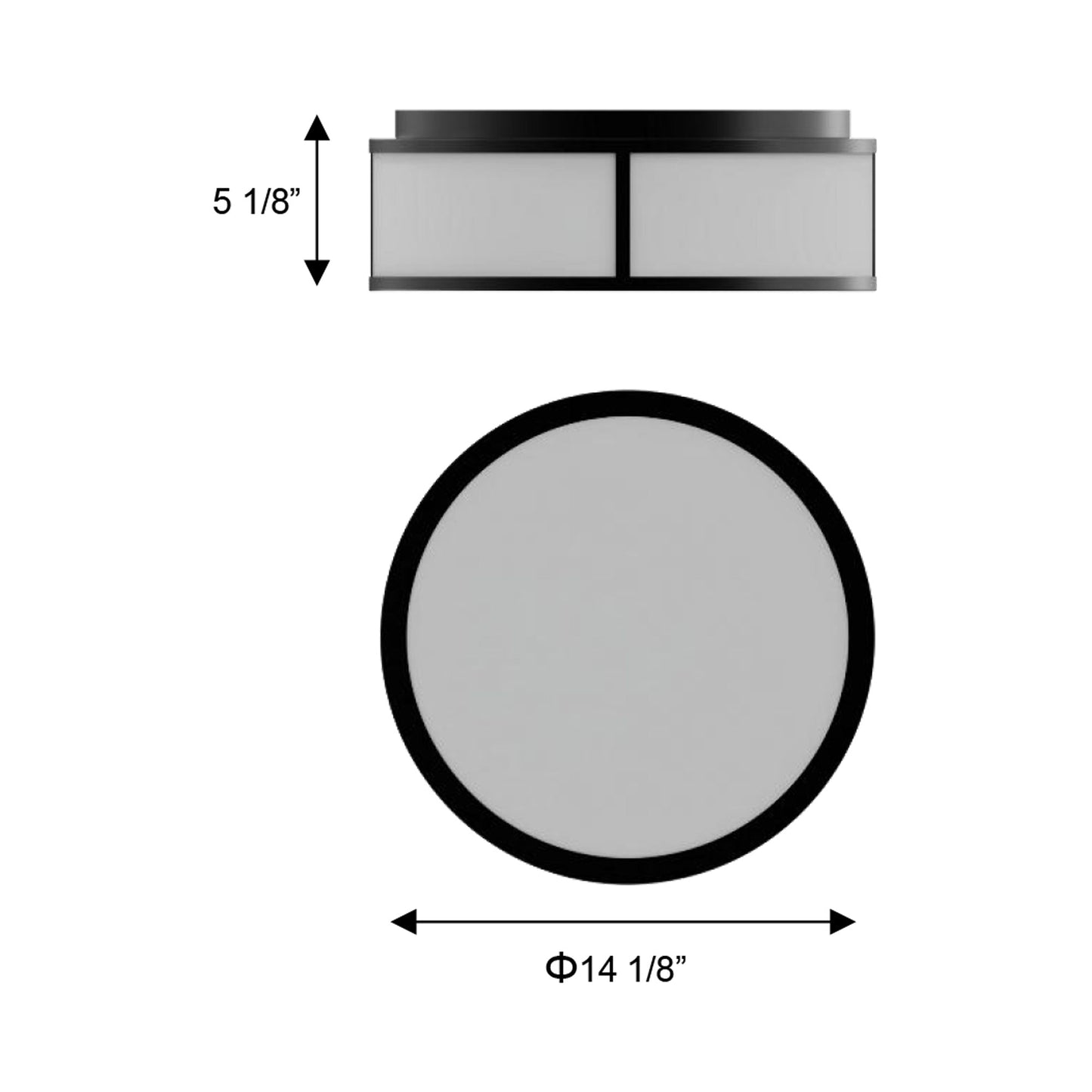 Panel Round Outdoor LED Flush Mount Ceiling Light - line drawing.