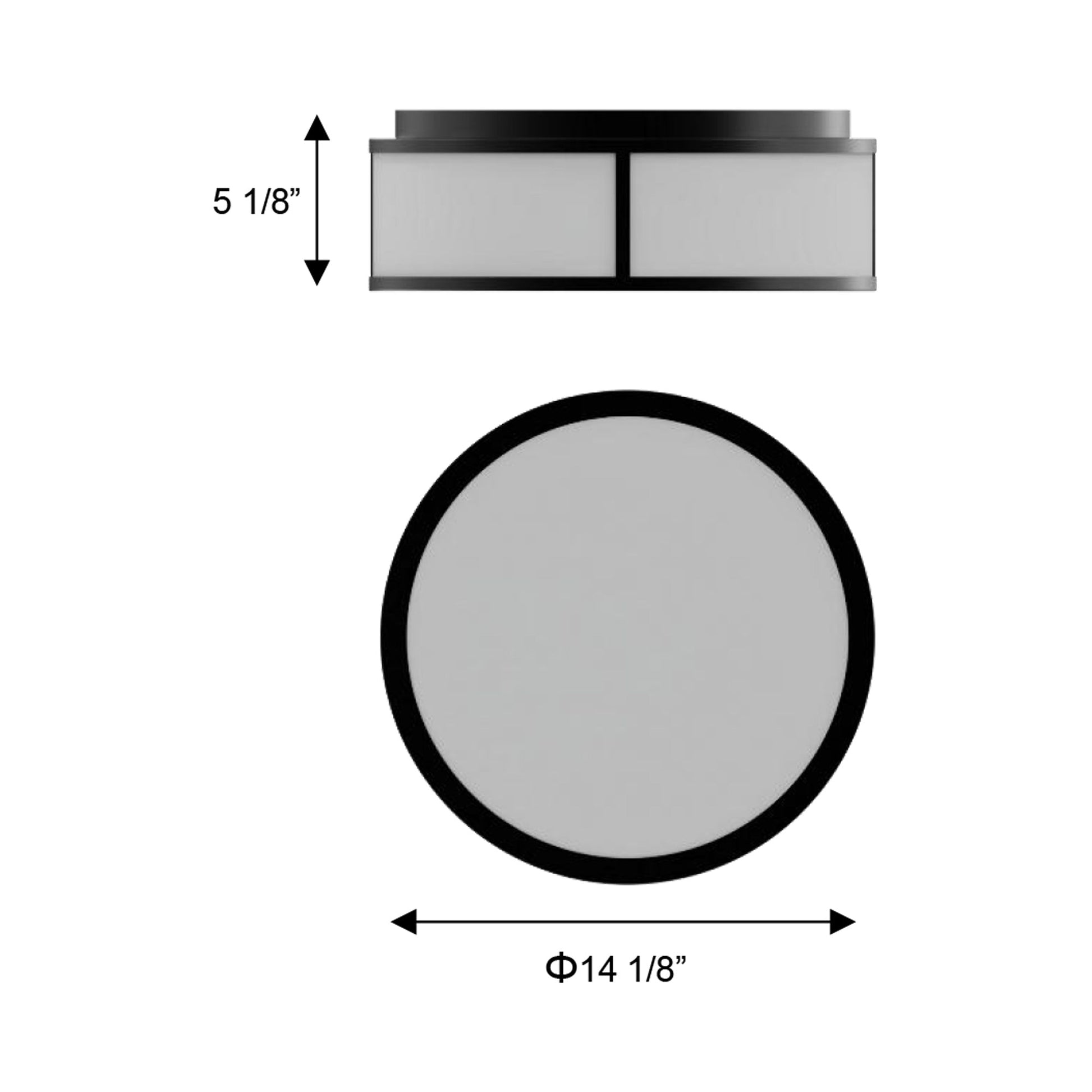 Panel Round Outdoor LED Flush Mount Ceiling Light - line drawing.