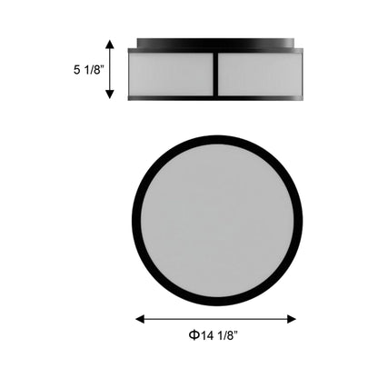 Panel Round Outdoor LED Flush Mount Ceiling Light - line drawing.