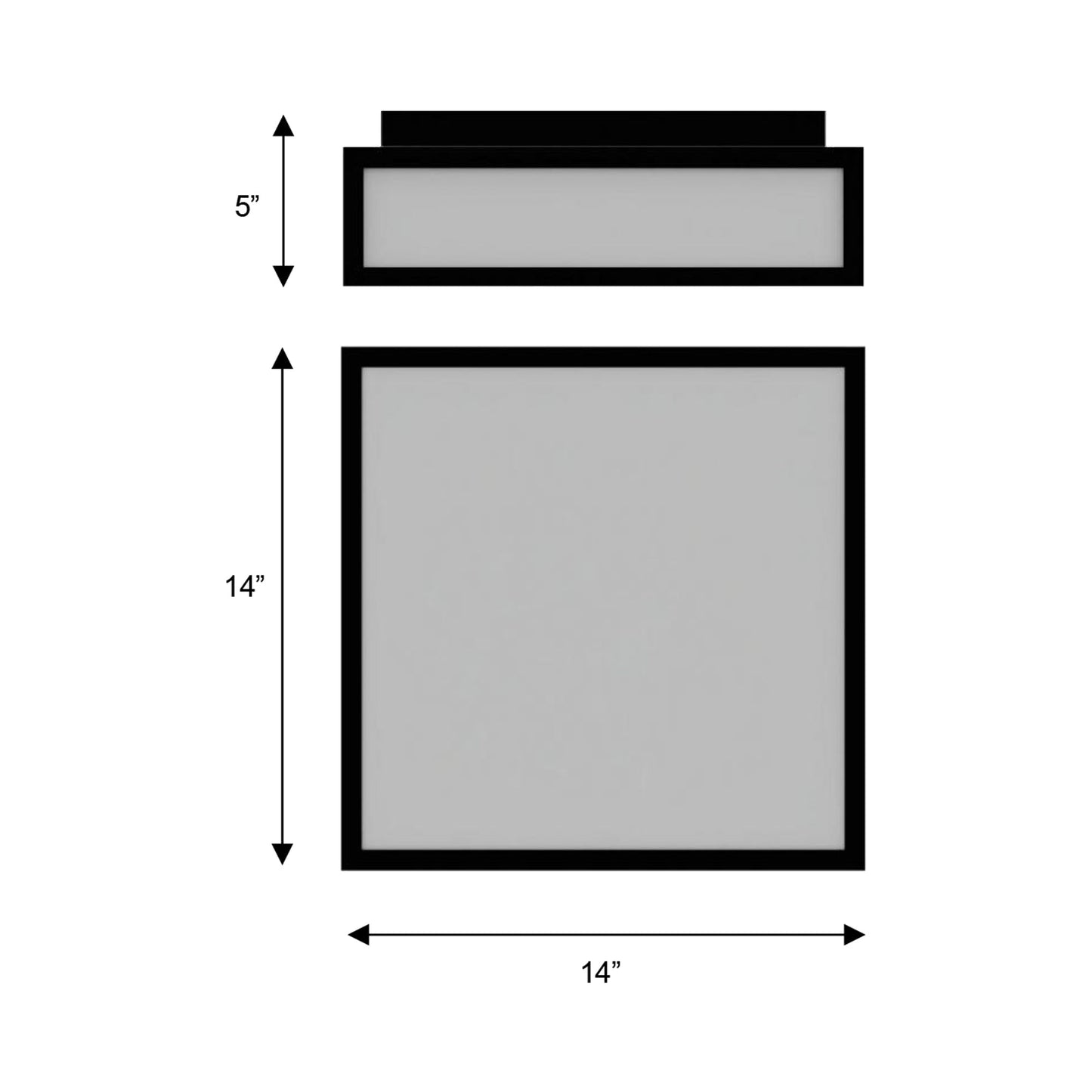 Panel Square Outdoor LED Flush Mount Ceiling Light - line drawing.