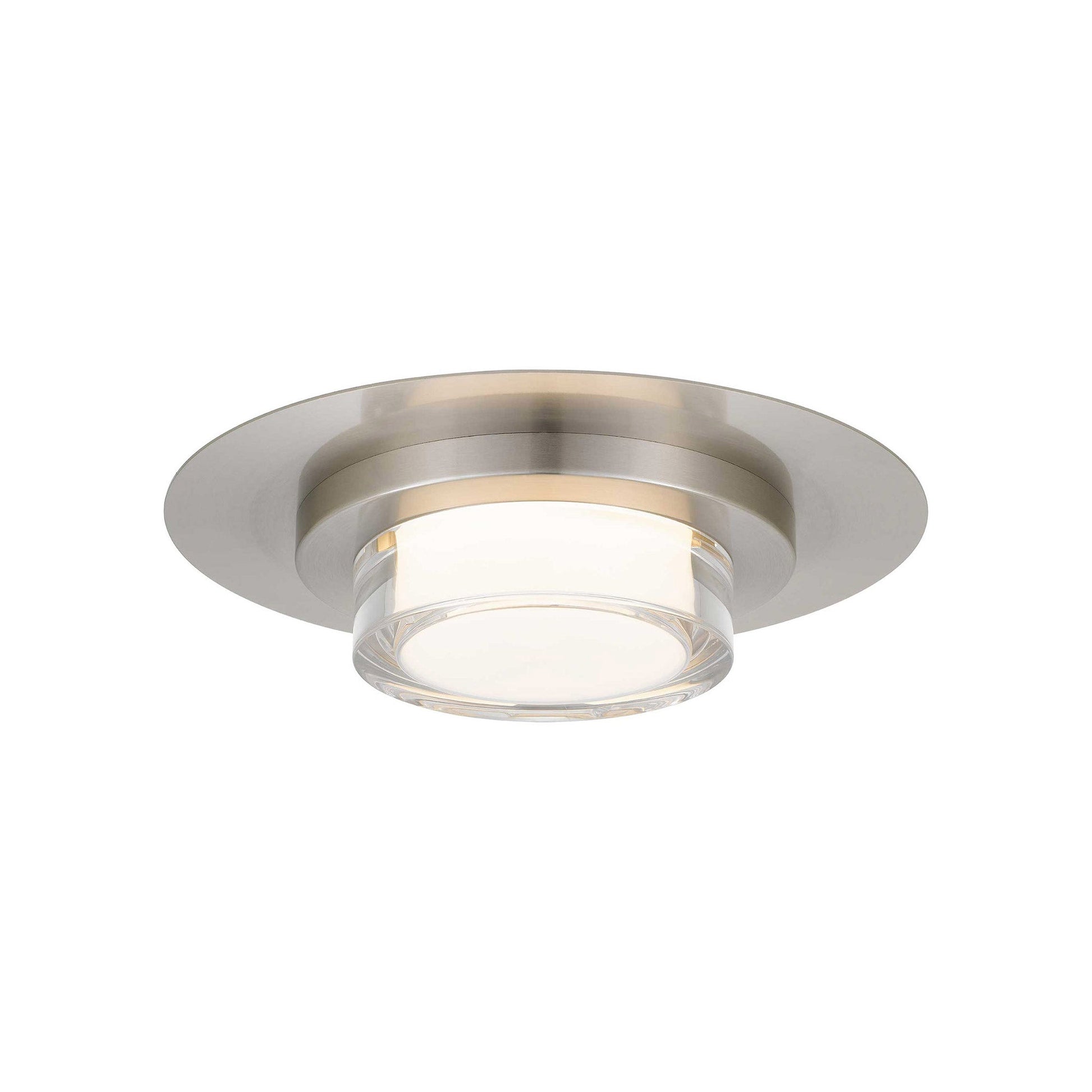 Plate Outdoor LED Flush Mount Ceiling Light in Brushed Aluminum (12-Inch).