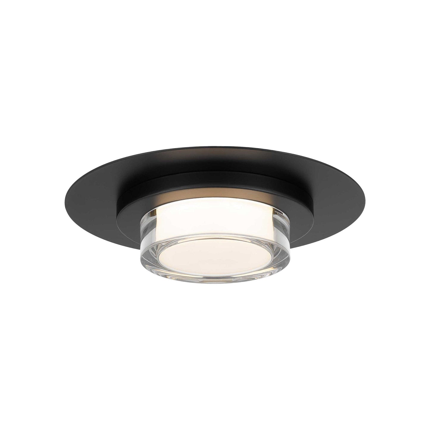 Plate Outdoor LED Flush Mount Ceiling Light in Sand Black (12-Inch).