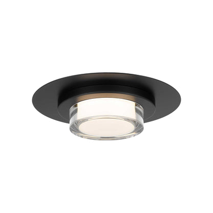 Plate Outdoor LED Flush Mount Ceiling Light in Sand Black (12-Inch).