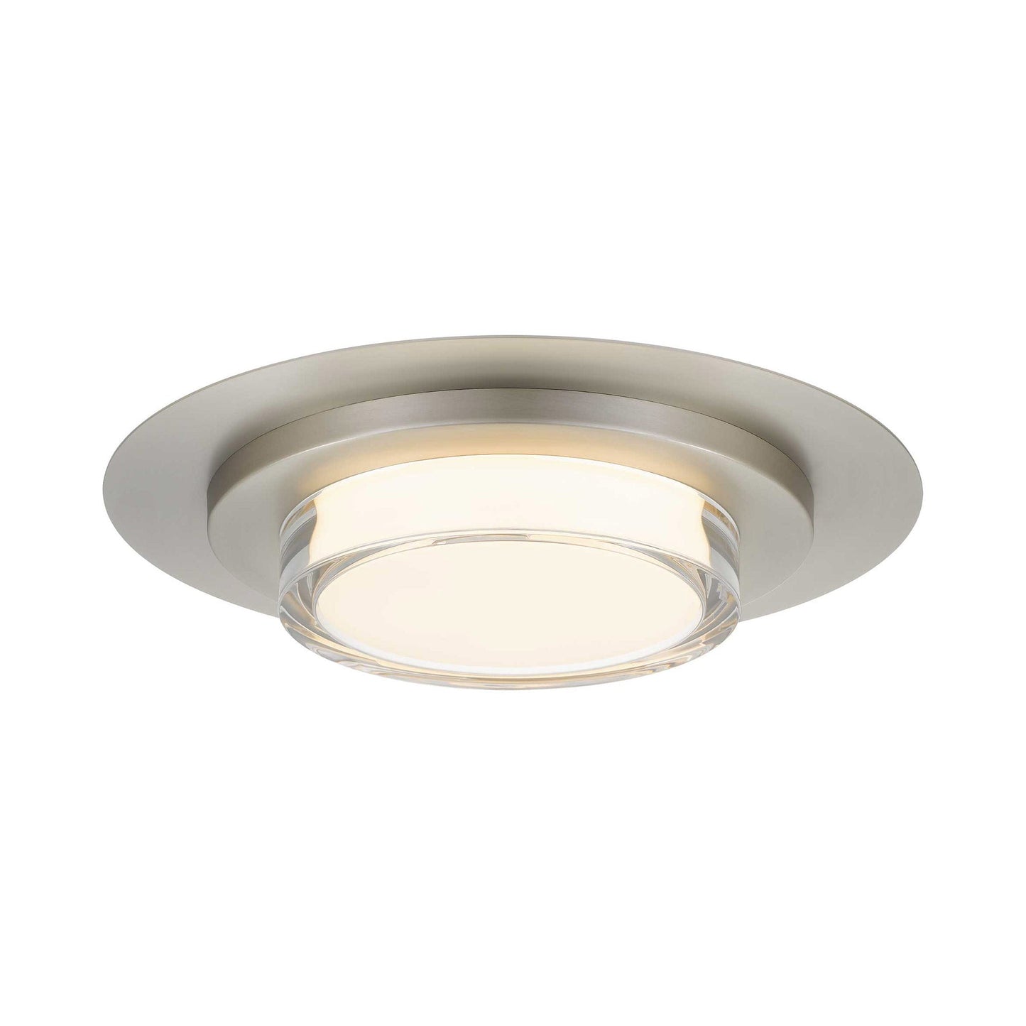 Plate Outdoor LED Flush Mount Ceiling Light in Brushed Aluminum (16-Inch).