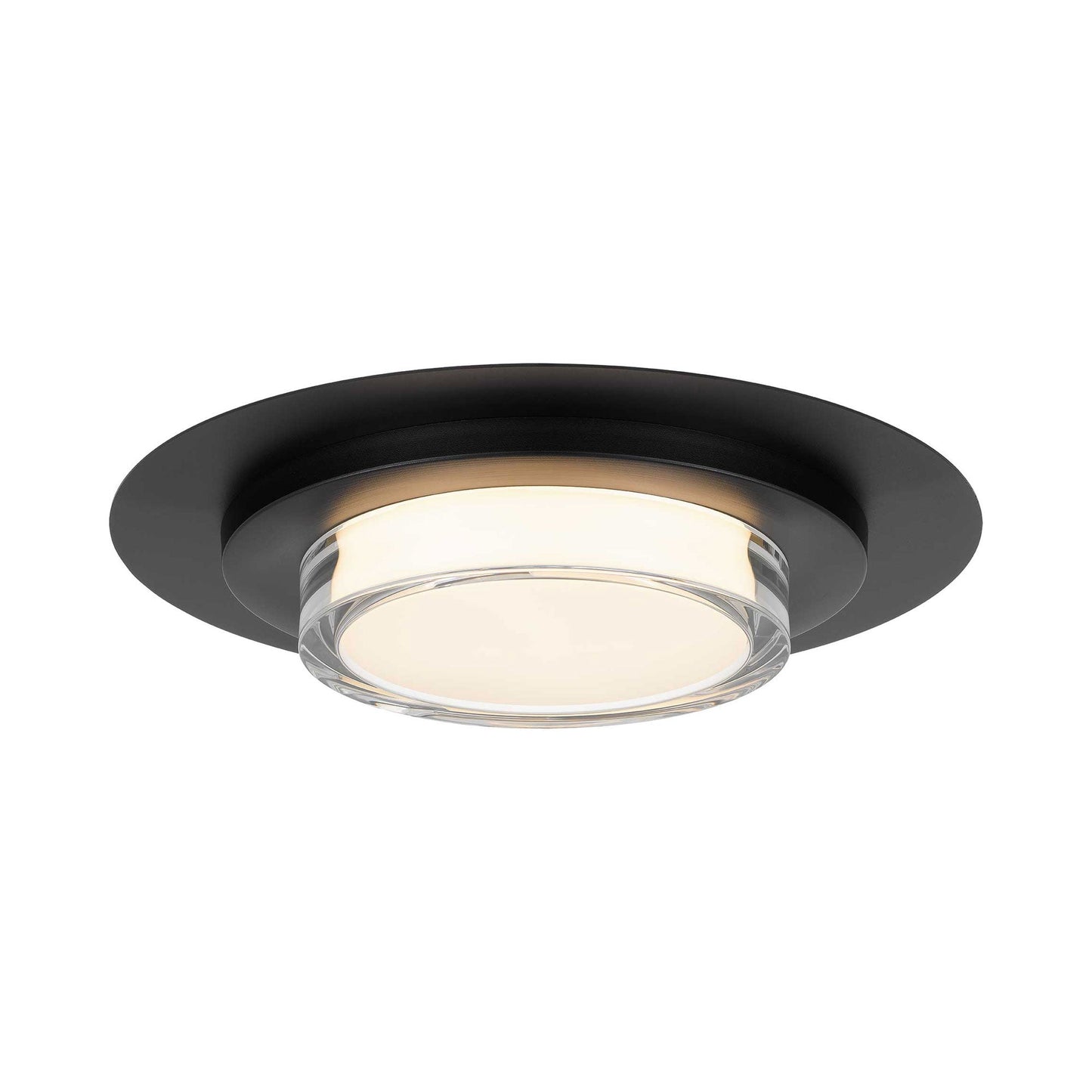 Plate Outdoor LED Flush Mount Ceiling Light in Sand Black (16-Inch).