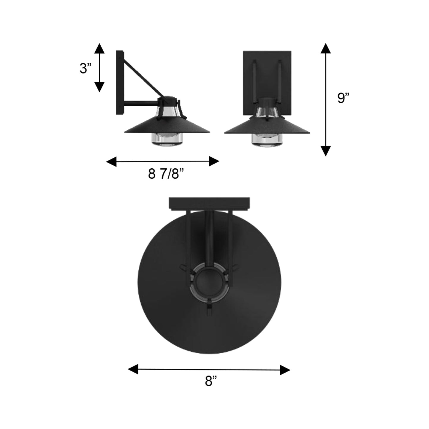 Radiant Outdoor LED Wall Light - line drawing.
