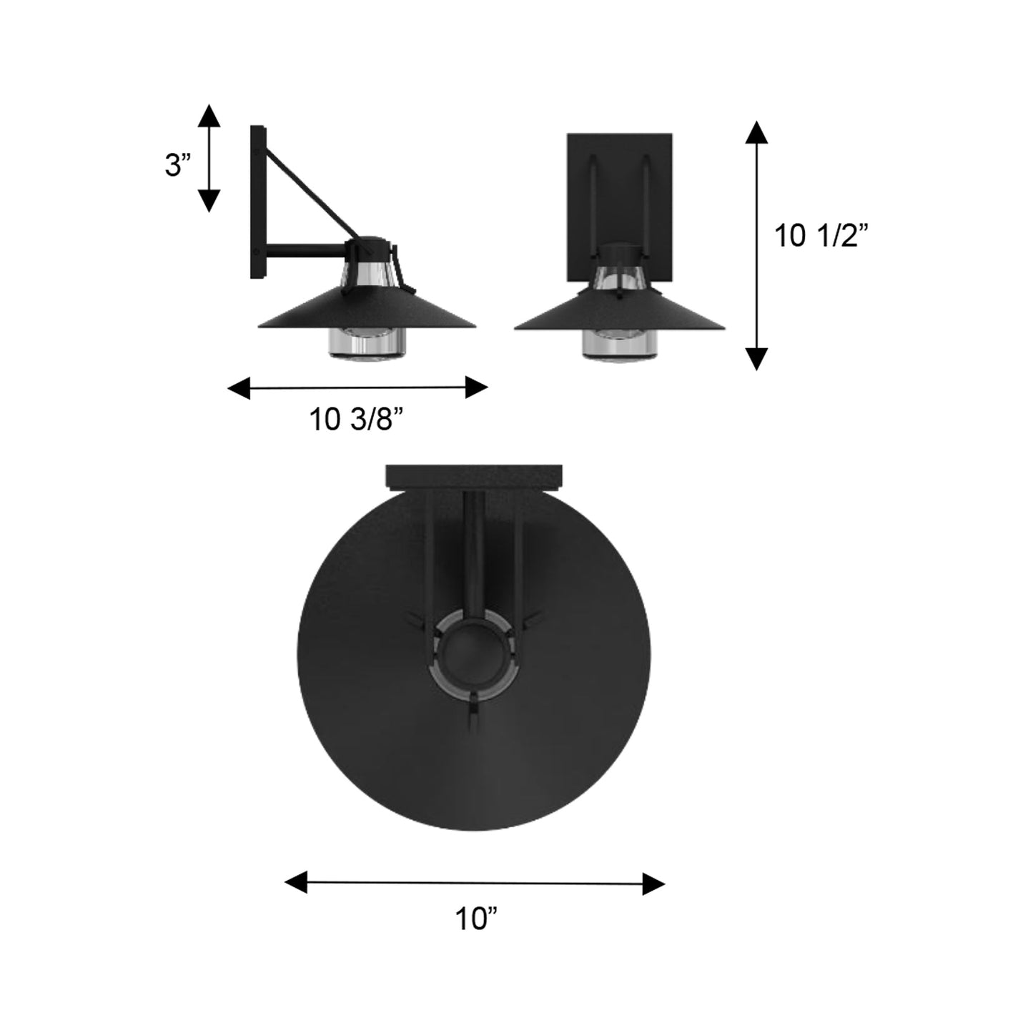 Radiant Outdoor LED Wall Light - line drawing.