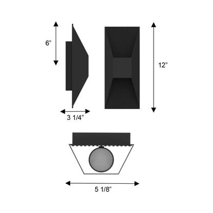 Ribbed Outdoor LED Wall Light - line drawing.