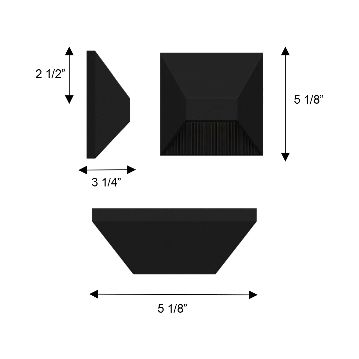 Ribbed Square Outdoor LED Wall Light - line drawing.