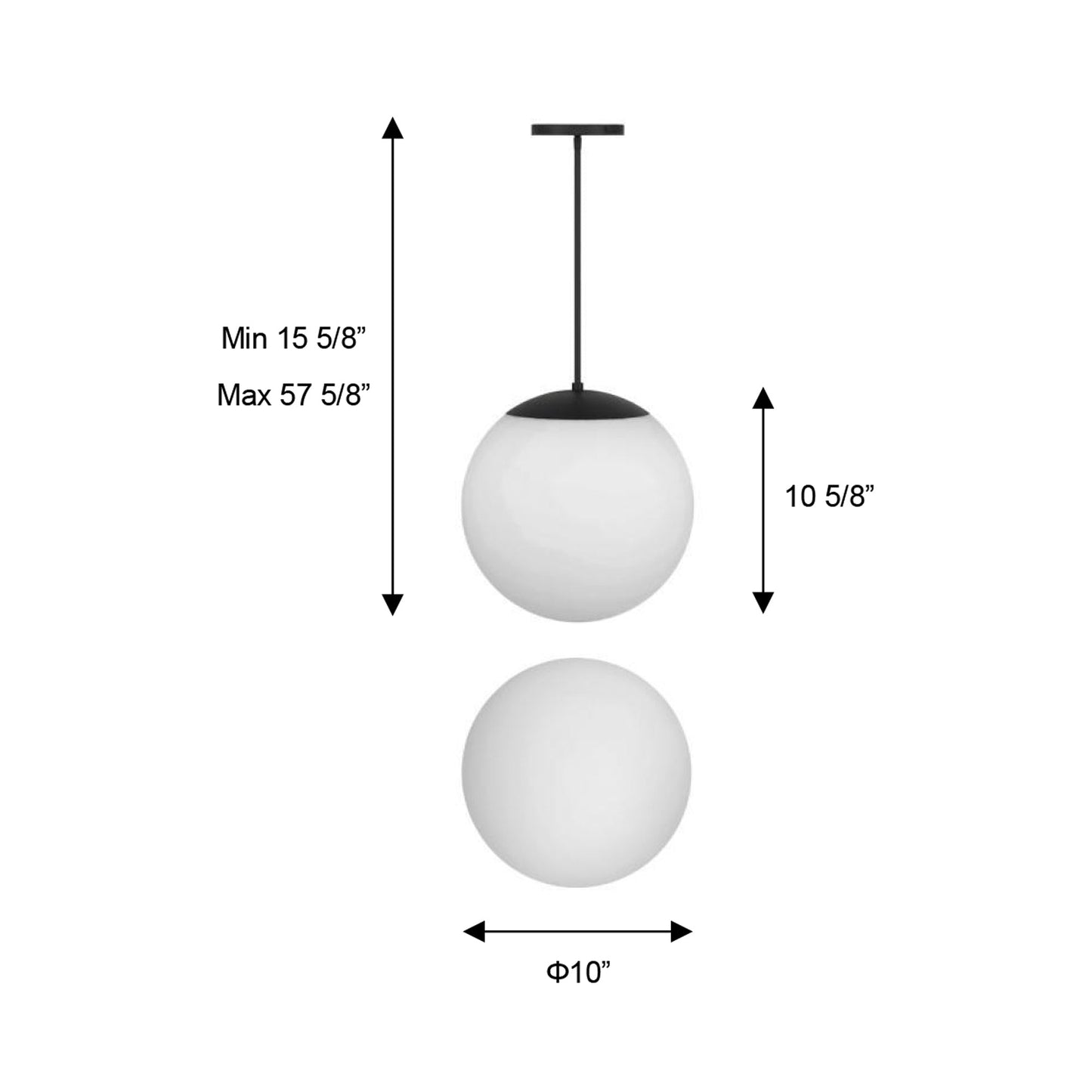Rondure Outdoor LED Pendant Light - line drawing.