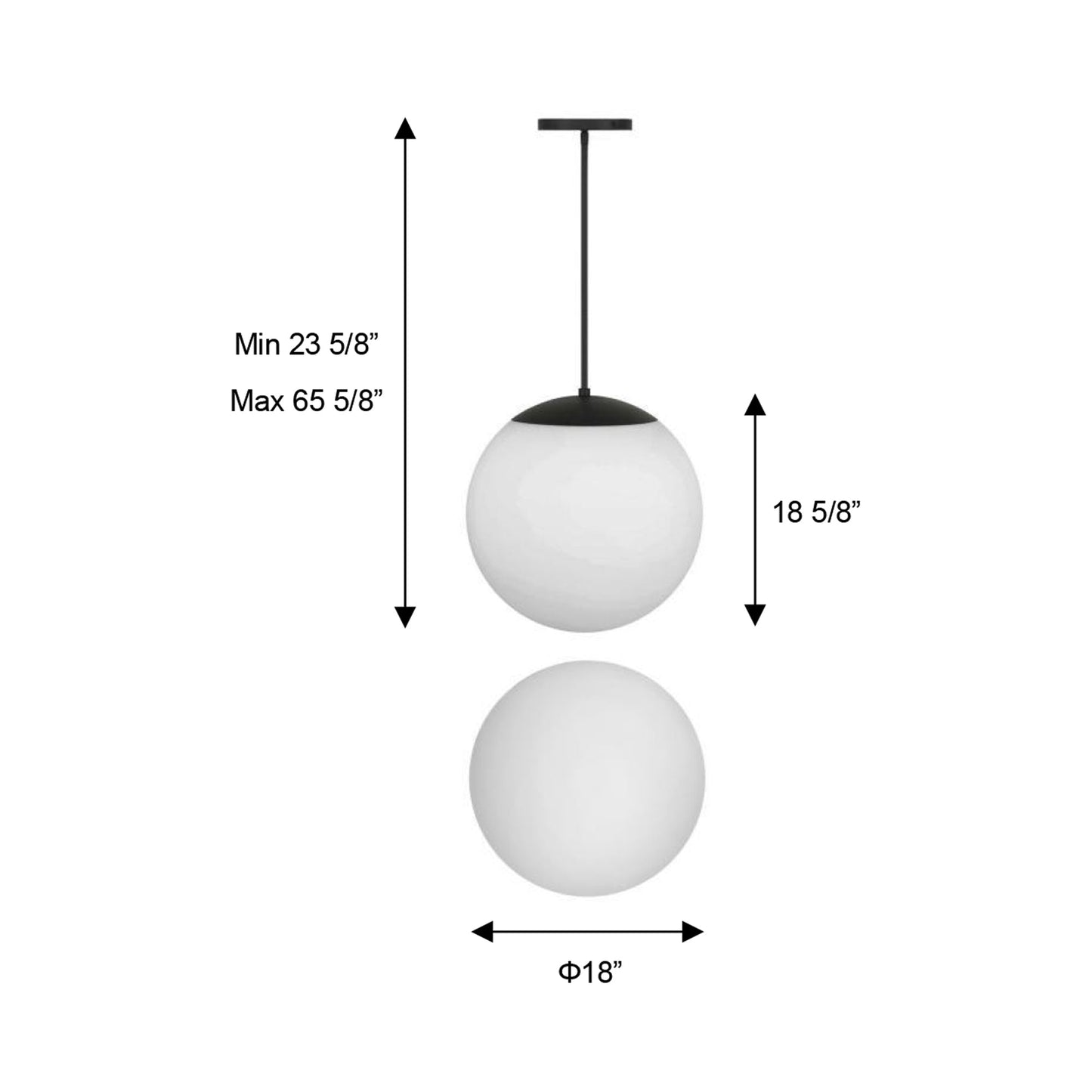 Rondure Outdoor LED Pendant Light - line drawing.