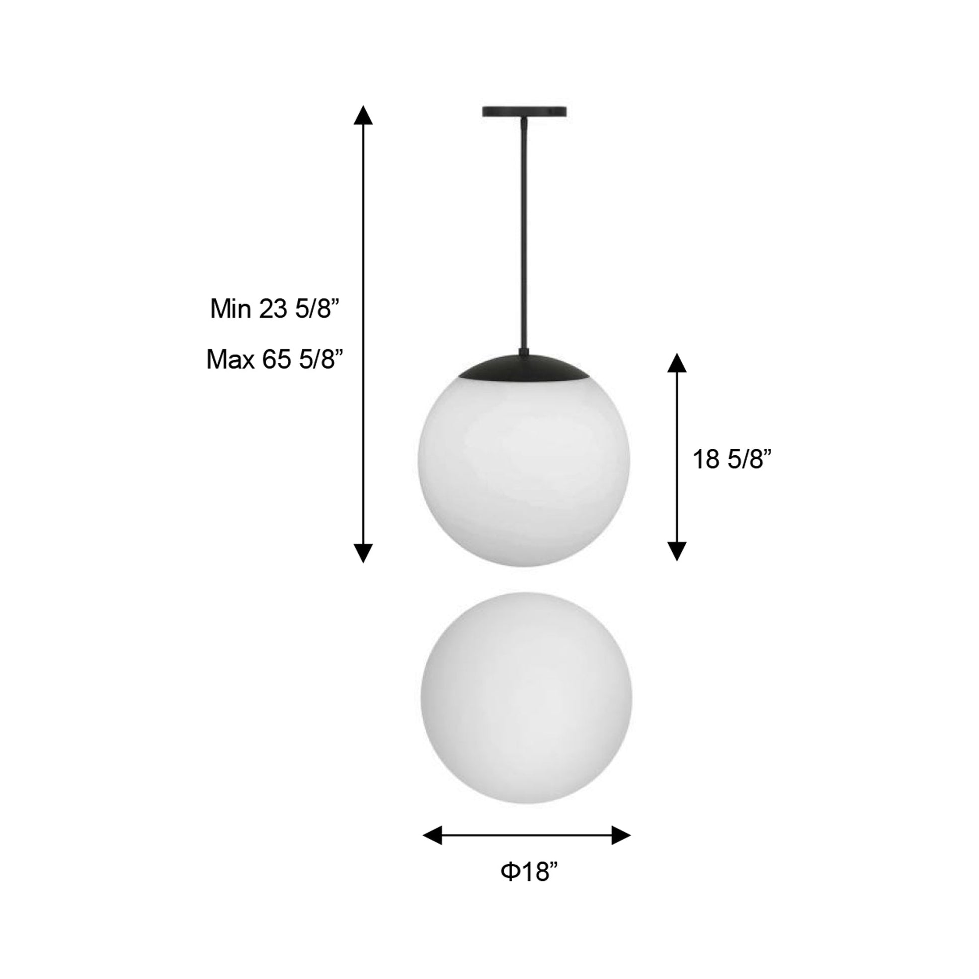 Rondure Outdoor LED Pendant Light - line drawing.