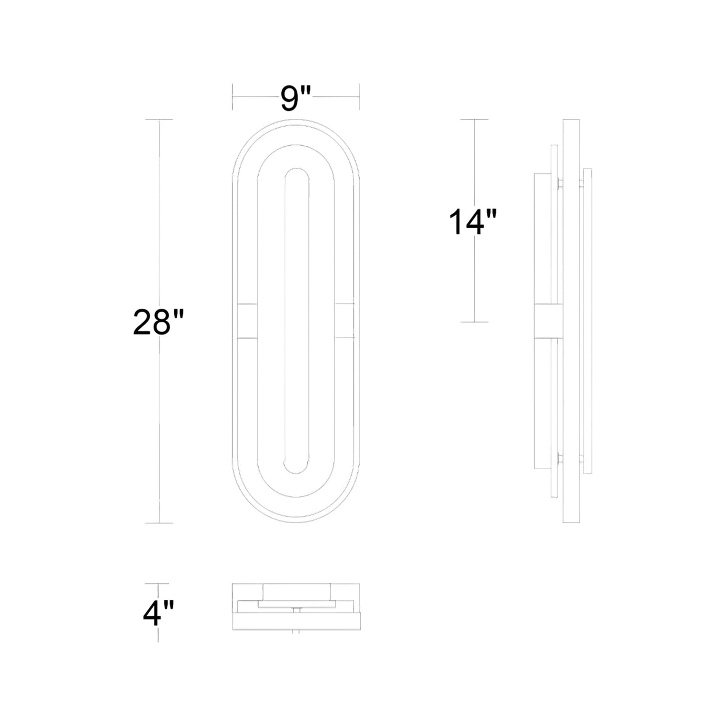 Roundabout Outdoor LED Wall Light - line drawing.