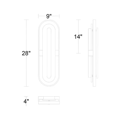 Roundabout Outdoor LED Wall Light - line drawing.